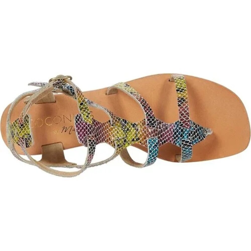 Coconuts by Matisse Stardust Multi Color Snake Print Low Gladiator Sandals NIB - Picture 6 of 13